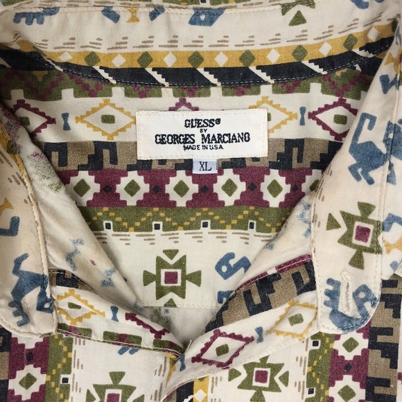 Guess Georges Marciano Button Up Aztec Southwest - Picture 5 of 8
